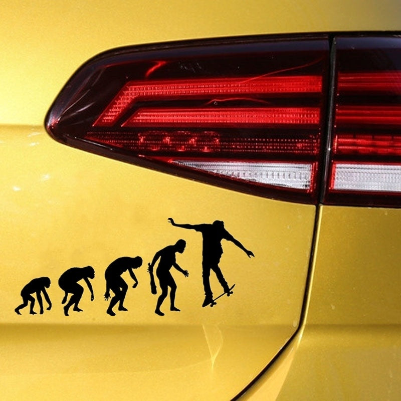 15.6cm*6.4cm Interesting Evolutionary Skateboard Extreme Sports Silhouette Vinyl Car Sticker Wall Sticker