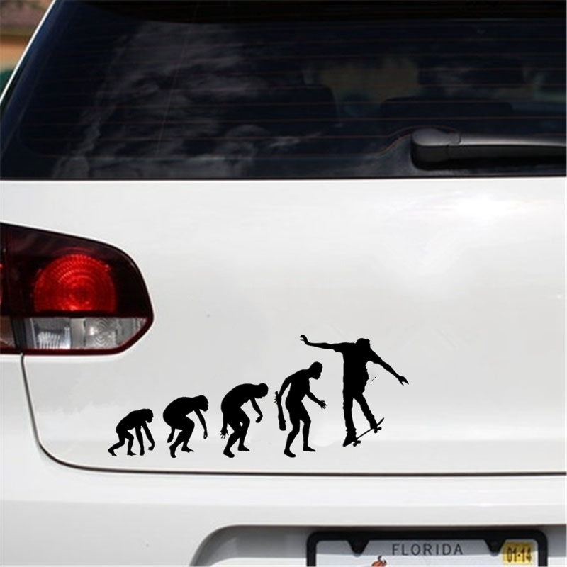 15.6cm*6.4cm Interesting Evolutionary Skateboard Extreme Sports Silhouette Vinyl Car Sticker Wall Sticker