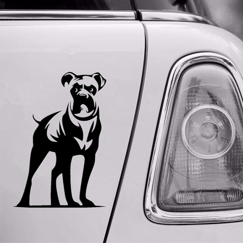 11.4CM*16.5CM Boxer Dogs Pet Vinyl Decal Cute Cartoon Animal Car Window Stickers 6 Colors