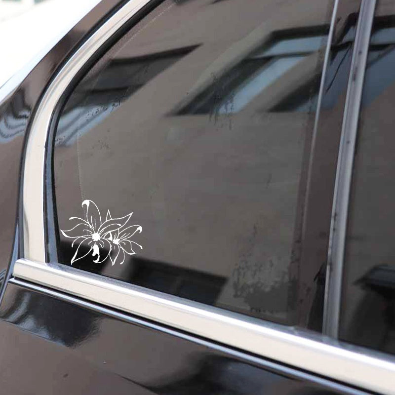 13.5CM*14.4CM Car Sticker Creative Decoration Hibiscus Vinyl Decal Window Wall Stickers 6 Colors