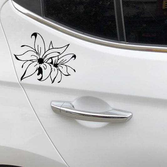 13.5CM*14.4CM Car Sticker Creative Decoration Hibiscus Vinyl Decal Window Wall Stickers 6 Colors