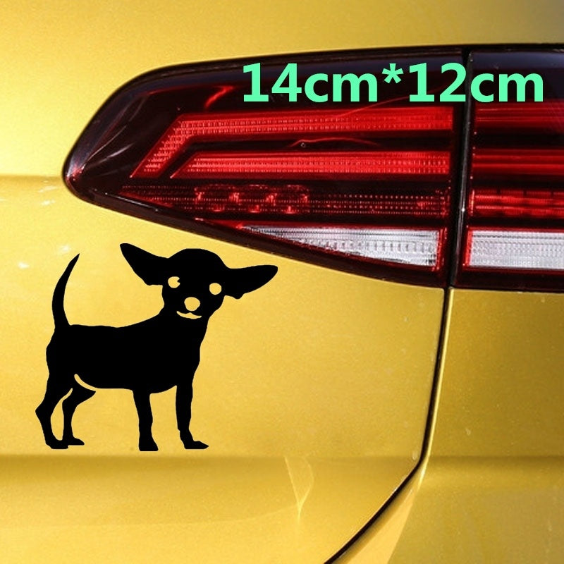 14cm*12cm Cute Chihuahua Dog Car Sticker Car Window Stickers Decor Vinyl Decal Laptop sticker