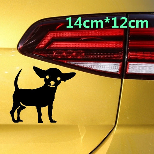 14cm*12cm Cute Chihuahua Dog Car Sticker Car Window Stickers Decor Vinyl Decal Laptop sticker