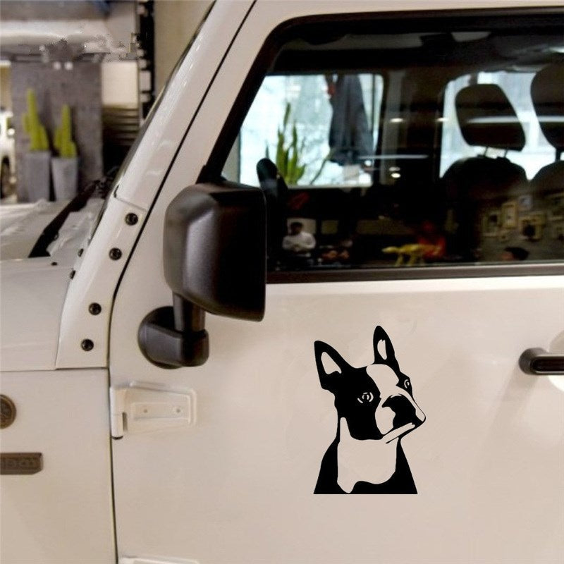7.6CM*11.4CM Cute Boston Terrier Dog Car Window Decorative Stickers Cute Cartoon Vinyl Decal 6 Colors