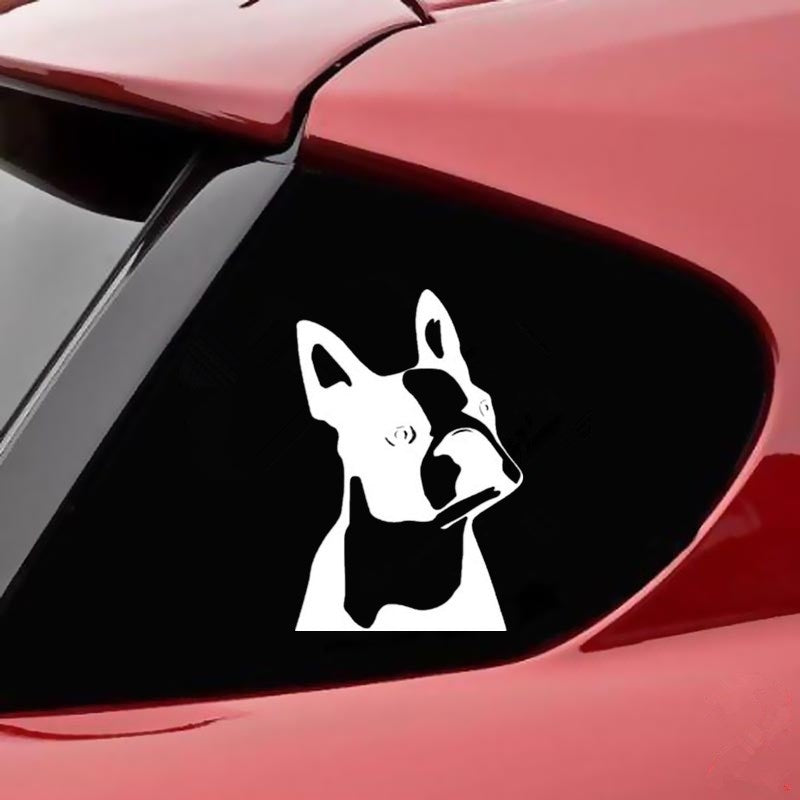 7.6CM*11.4CM Cute Boston Terrier Dog Car Window Decorative Stickers Cute Cartoon Vinyl Decal 6 Colors