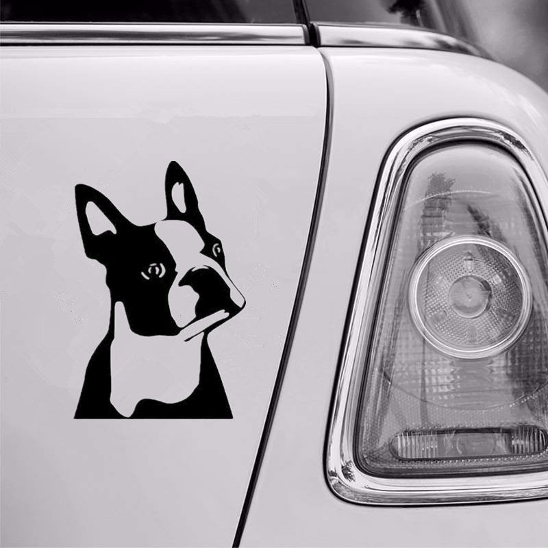 7.6CM*11.4CM Cute Boston Terrier Dog Car Window Decorative Stickers Cute Cartoon Vinyl Decal 6 Colors