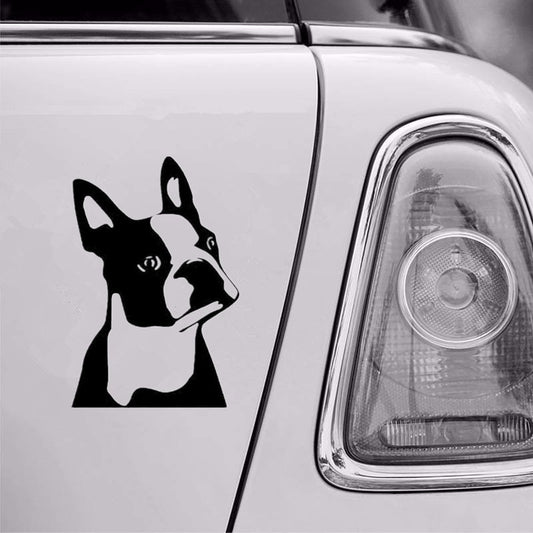 7.6CM*11.4CM Cute Boston Terrier Dog Car Window Decorative Stickers Cute Cartoon Vinyl Decal 6 Colors