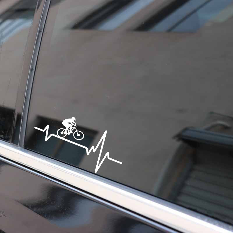 16.9cm*7.9cm Cycling Mountain Bike Helmet Heartbeat Decal Vinyl Car Sticker Laptop Home Decor 6 Colors