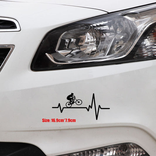 16.9cm*7.9cm Cycling Mountain Bike Helmet Heartbeat Decal Vinyl Car Sticker Laptop Home Decor 6 Colors