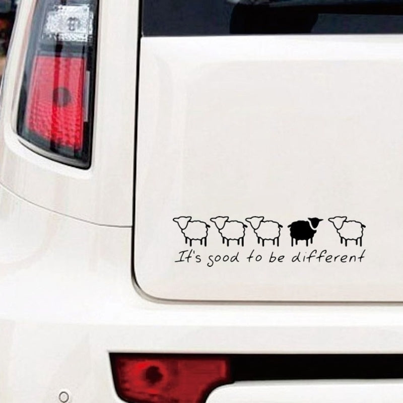 20cm*5.2cm \It's Good To Be Different\ Sheep Design Vinyl Car Sticker Funny Cartoon Animal Car Decal