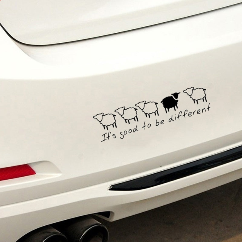 20cm*5.2cm \It's Good To Be Different\ Sheep Design Vinyl Car Sticker Funny Cartoon Animal Car Decal