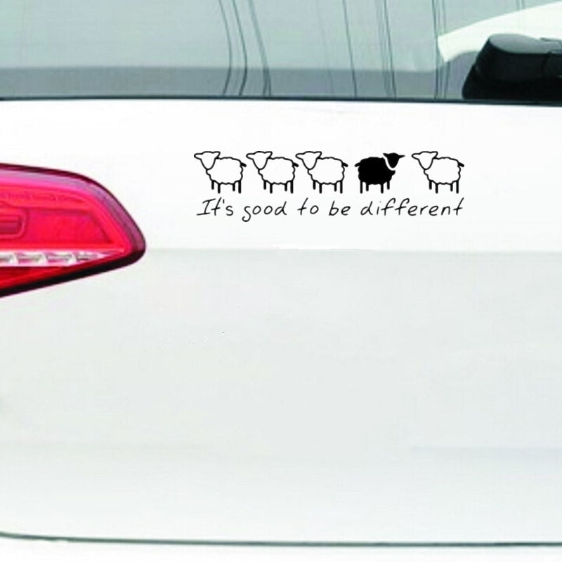 20cm*5.2cm \It's Good To Be Different\ Sheep Design Vinyl Car Sticker Funny Cartoon Animal Car Decal