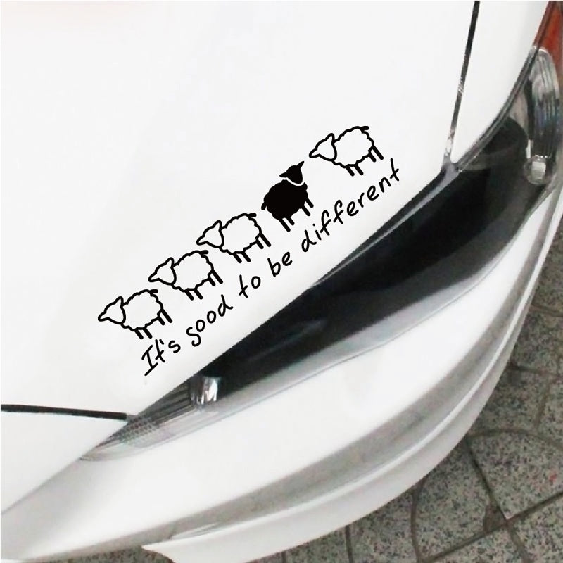 20cm*5.2cm \It's Good To Be Different\ Sheep Design Vinyl Car Sticker Funny Cartoon Animal Car Decal