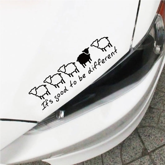 20cm*5.2cm \It's Good To Be Different\ Sheep Design Vinyl Car Sticker Funny Cartoon Animal Car Decal