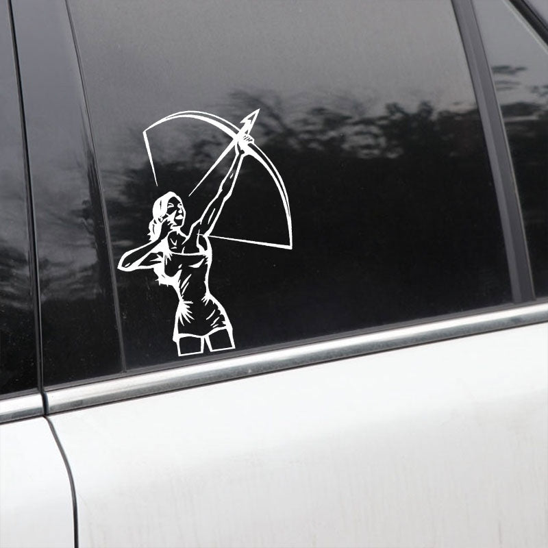 13cm*17.4cm Girl Shooting Sport Vinyl Car Styling Decals Stickers Accessories 6 Colors