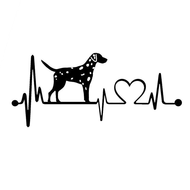 18CM*7.8CM Dalmatian Heartbeat Dog Car Stickers Personality Vinyl Decal Car Styling Truck Decoration 6 Colors