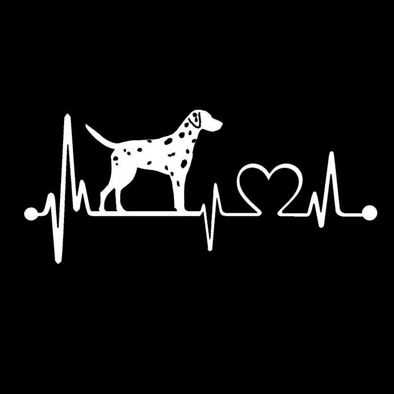 18CM*7.8CM Dalmatian Heartbeat Dog Car Stickers Personality Vinyl Decal Car Styling Truck Decoration 6 Colors