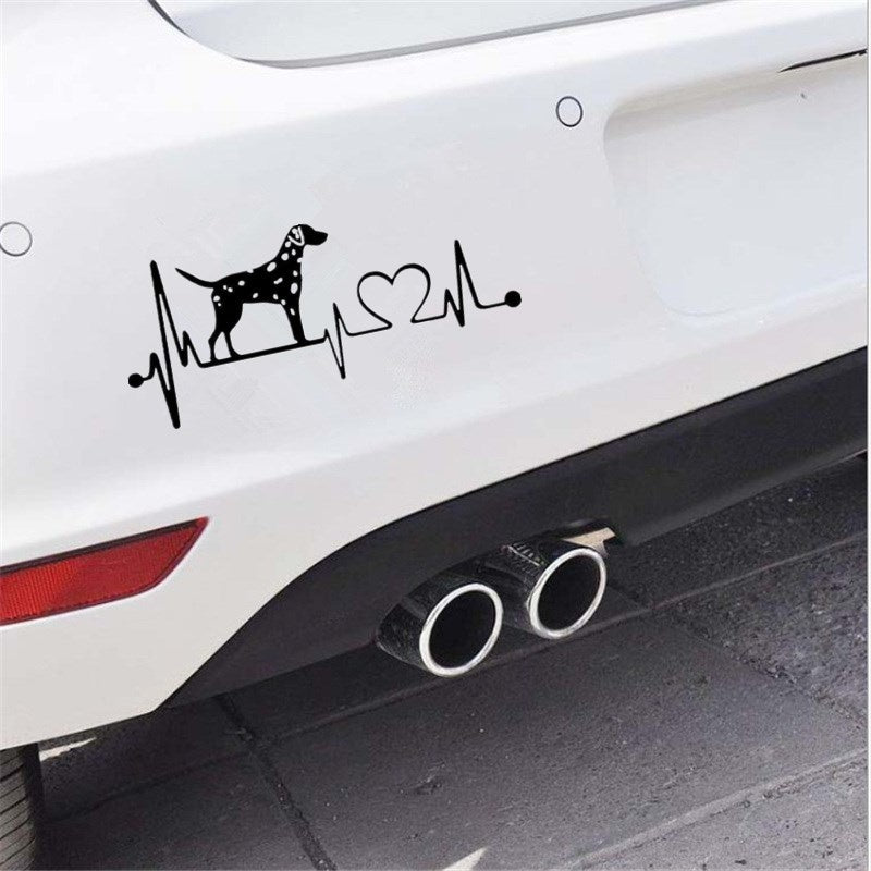 18CM*7.8CM Dalmatian Heartbeat Dog Car Stickers Personality Vinyl Decal Car Styling Truck Decoration 6 Colors