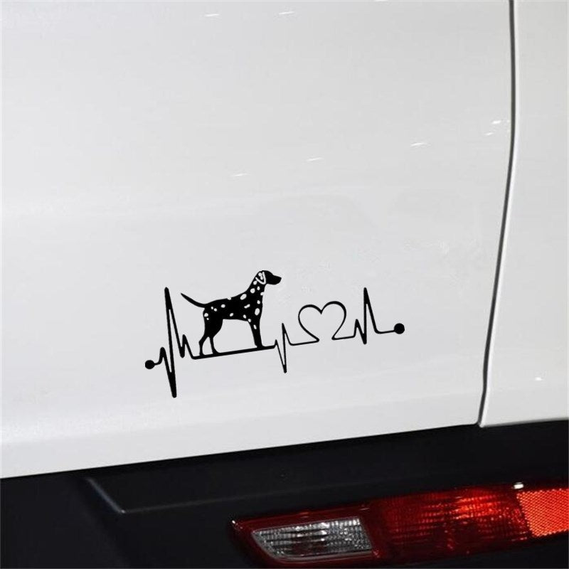 18CM*7.8CM Dalmatian Heartbeat Dog Car Stickers Personality Vinyl Decal Car Styling Truck Decoration 6 Colors