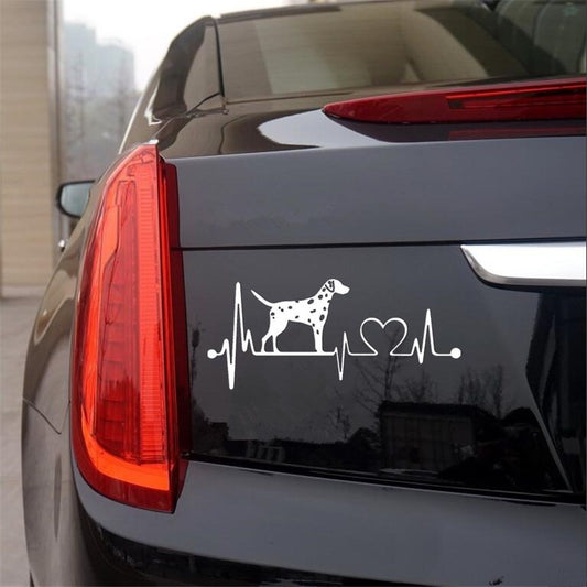 18CM*7.8CM Dalmatian Heartbeat Dog Car Stickers Personality Vinyl Decal Car Styling Truck Decoration 6 Colors