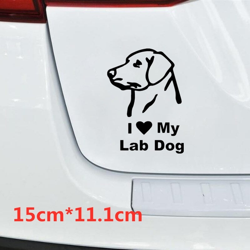 15cm*11.1cm I Love My Lab Dog Funny Car Sticker Vinyl Decal Car Styling Home Decoration Laptop Stickers