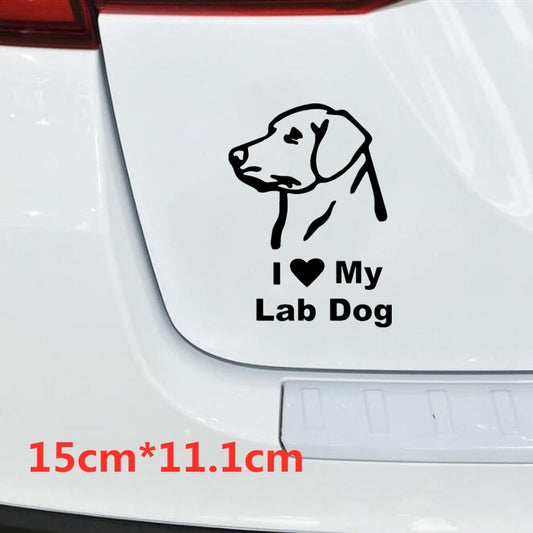 15cm*11.1cm I Love My Lab Dog Funny Car Sticker Vinyl Decal Car Styling Home Decoration Laptop Stickers