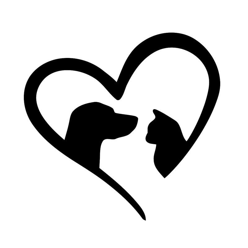 13.3cm*12.7cm Lovely Love Heart Cat and Dog Car Sticker Vinyl Car Window Sticker Home Decoration Wall Stickers