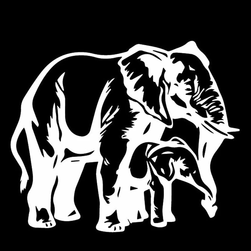 18.1cm*15.2cm Cute Animal Car Sticker Elephant Car Door Window Decoration Vinyl Decal