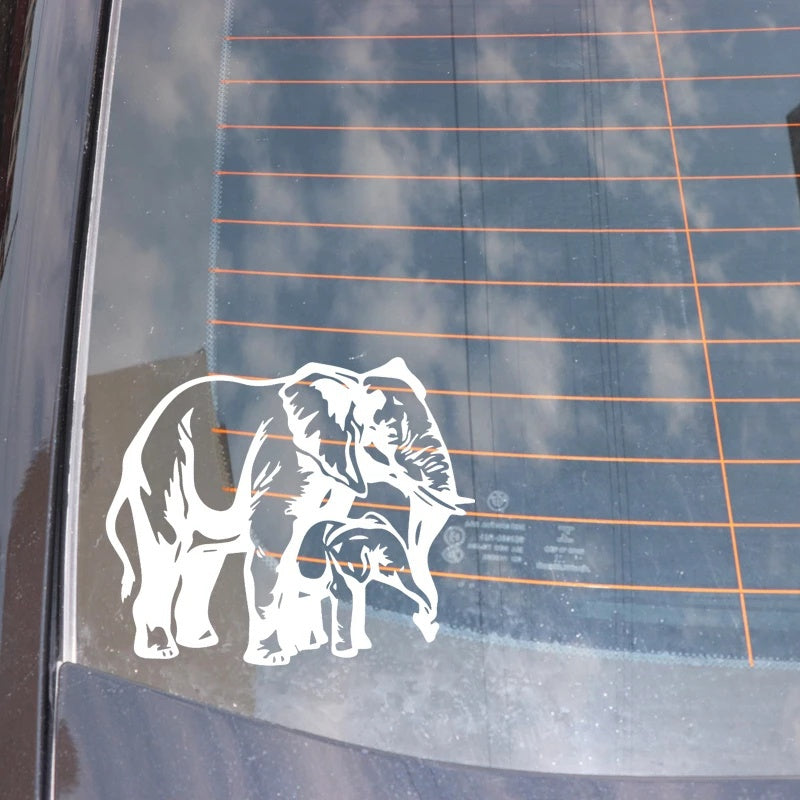 18.1cm*15.2cm Cute Animal Car Sticker Elephant Car Door Window Decoration Vinyl Decal