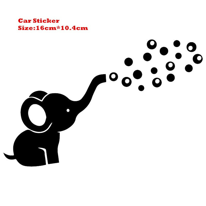 16cm*10.4cm Elephant Funny Car Sticker Personality Animal Car Window Decal Home Decoration Waterproof Vinyl Stickers