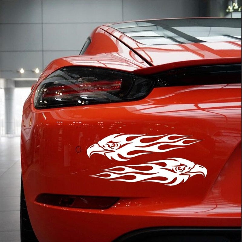 20cm*4.7cm Pair Eagle Flames Car Sticker Personalized Motorcycle Waterproof Stickers Car Styling Accessories