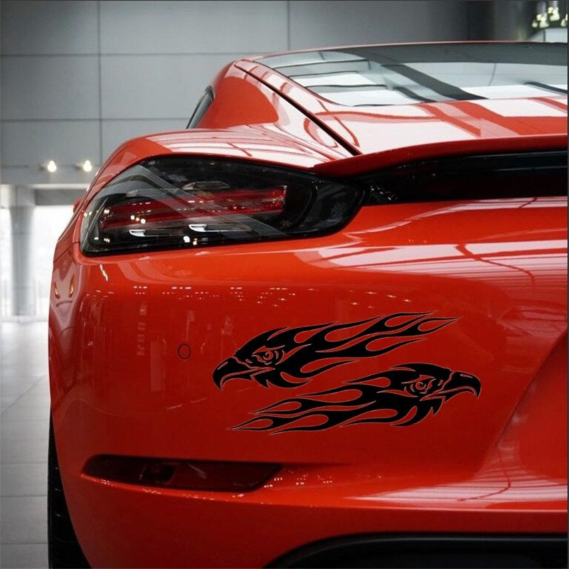20cm*4.7cm Pair Eagle Flames Car Sticker Personalized Motorcycle Waterproof Stickers Car Styling Accessories