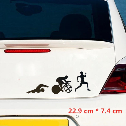22.9cm*7.4cm Triathlon Swimming Bike Running Car Sticker Window Decal Wall Sticker