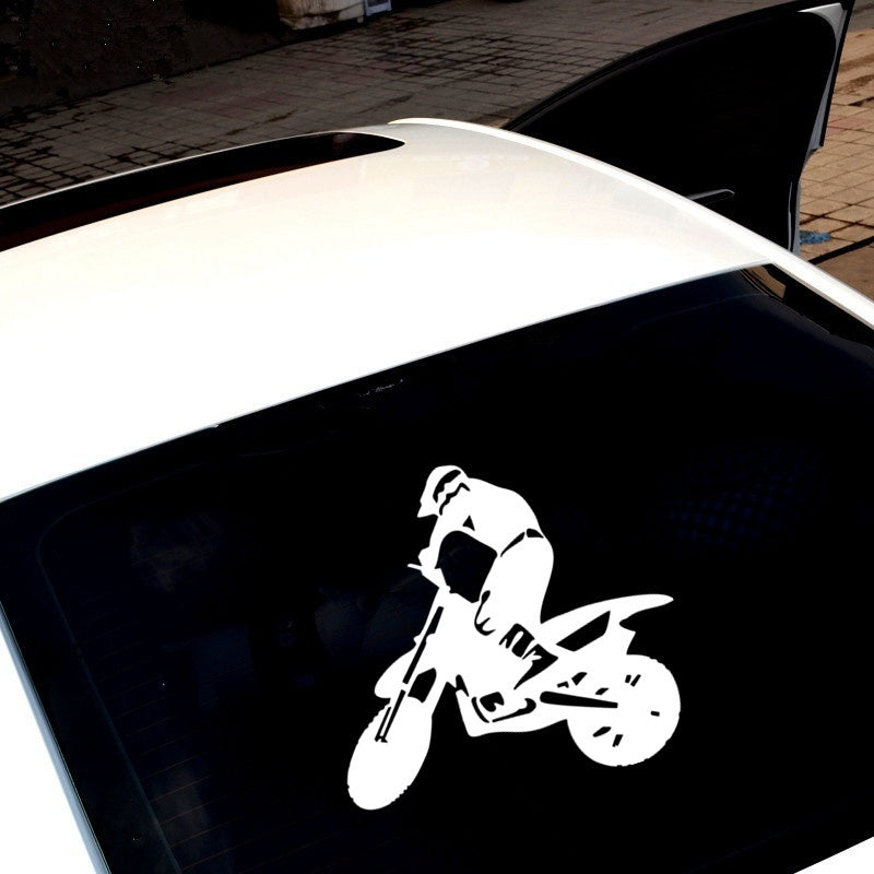 15.8cm*14.6cm Vinyl Car Sticker Motorcyclist Silhouette Home Decoration Stickers