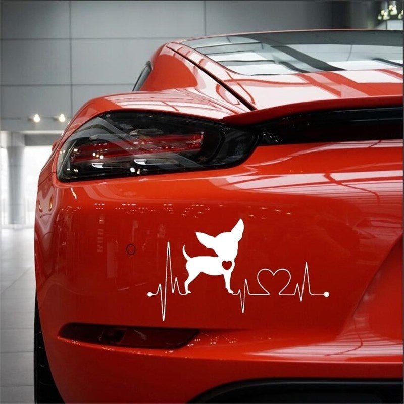 2Pcs 11.7*6.6cm Chihuahua Dogs Vinyl Decal Lovely Waterproof Car Window Stickers Car Styling Decoration 6 Colors