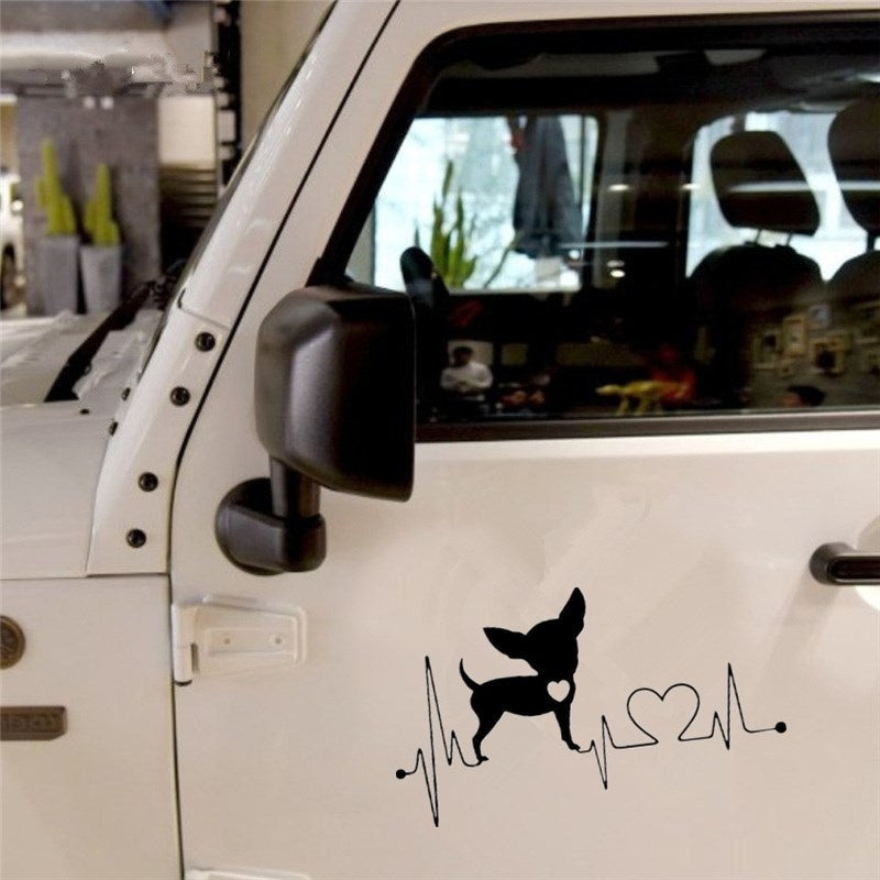 2Pcs 11.7*6.6cm Chihuahua Dogs Vinyl Decal Lovely Waterproof Car Window Stickers Car Styling Decoration 6 Colors