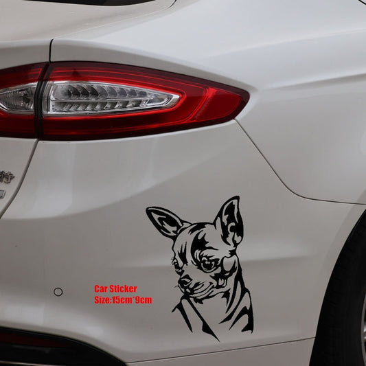 15cm*9cm Intereting Car Sticker Chihuahua Dog Window Decor Accessories  Waterproof Vinyl Decal 6 Colors
