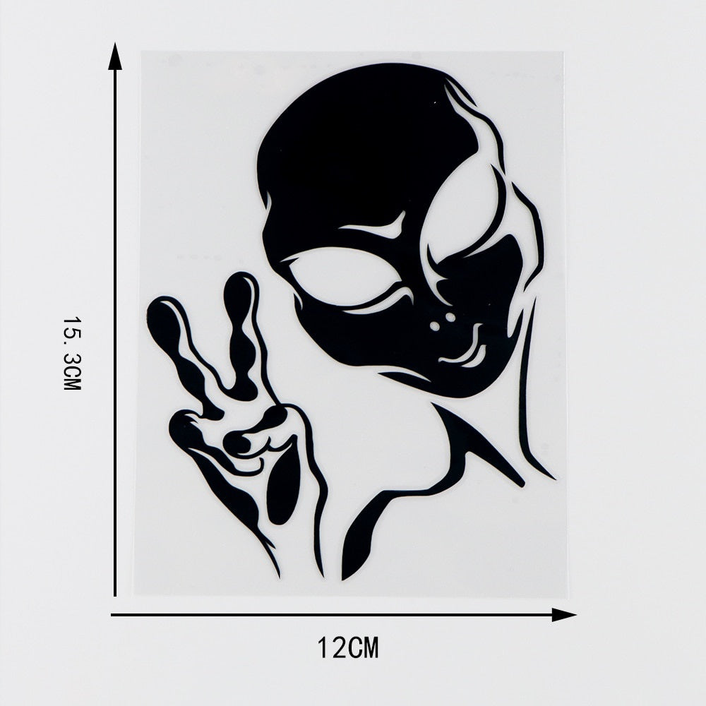 YJZT12X15.3CM Interesting Vinyl Decal Space Alien Star Astronaut Personality Car Stickers Ufo Black / Silver 10A-0138