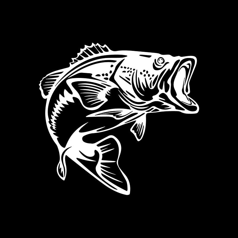 14.5CM*13.7CM Bass Fish Decal Car Sticker Vinyl Fishing Black/Silver C24-0734