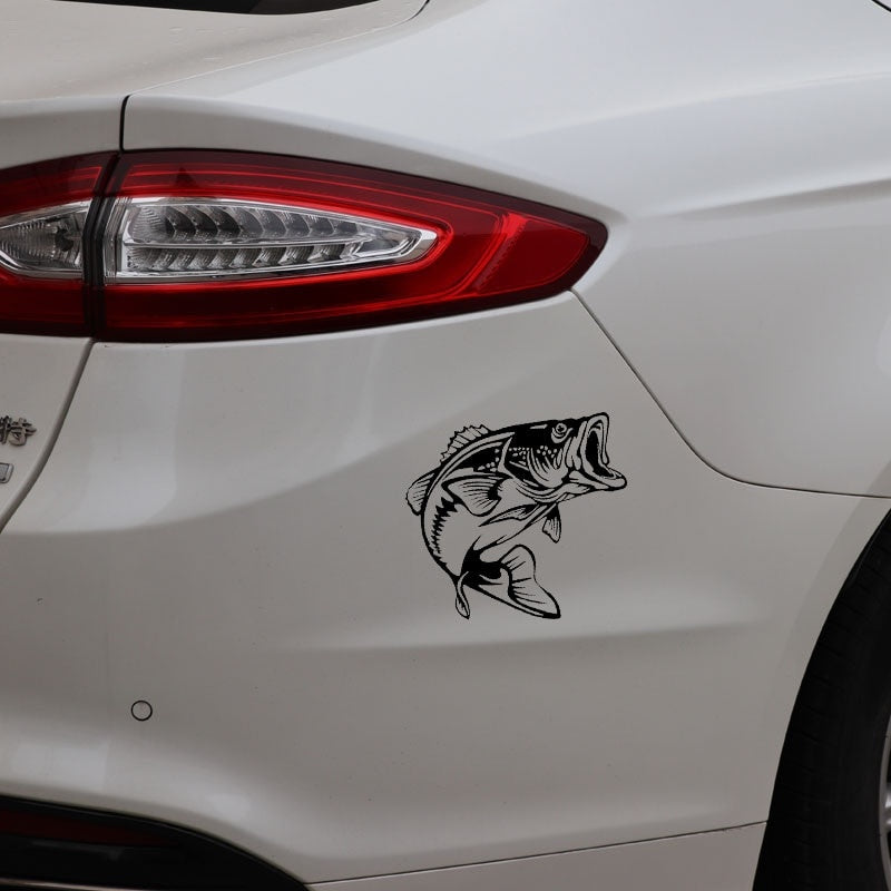 14.5CM*13.7CM Bass Fish Decal Car Sticker Vinyl Fishing Black/Silver C24-0734