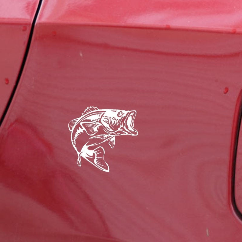 14.5CM*13.7CM Bass Fish Decal Car Sticker Vinyl Fishing Black/Silver C24-0734