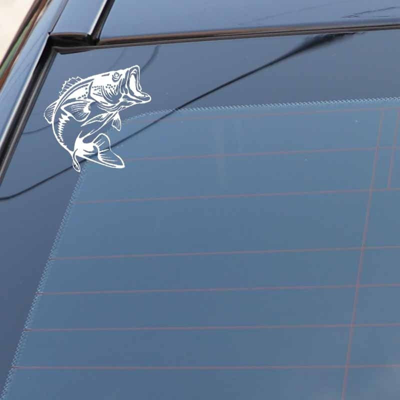 14.5CM*13.7CM Bass Fish Decal Car Sticker Vinyl Fishing Black/Silver C24-0734