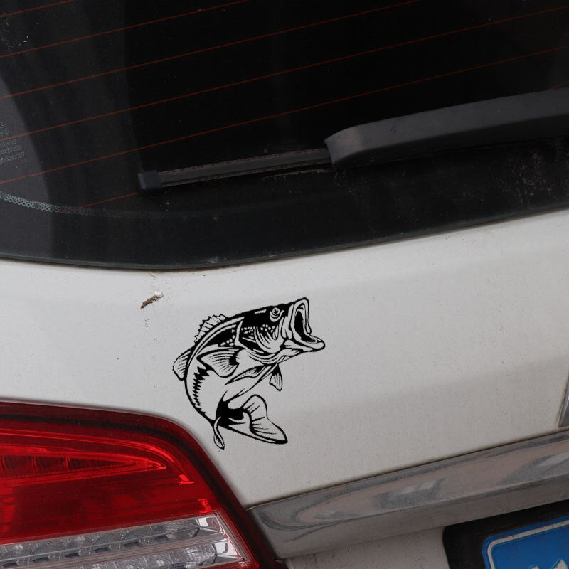 14.5CM*13.7CM Bass Fish Decal Car Sticker Vinyl Fishing Black/Silver C24-0734