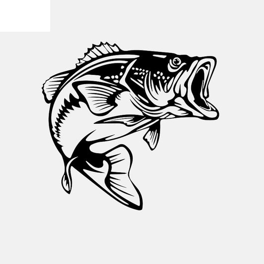 14.5CM*13.7CM Bass Fish Decal Car Sticker Vinyl Fishing Black/Silver C24-0734