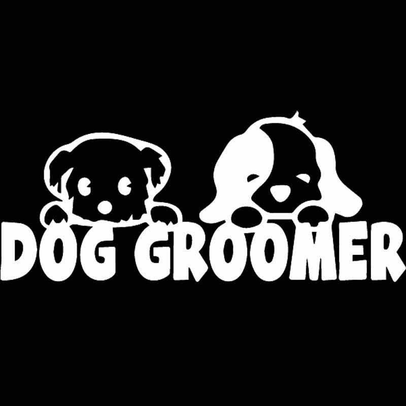 17.1X7.2CM Dog Groomer Vinyl Decal Car Sticker Window Decor Pet Love Dogs Puppy Black/Silver C24-1165