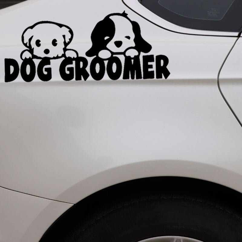 17.1X7.2CM Dog Groomer Vinyl Decal Car Sticker Window Decor Pet Love Dogs Puppy Black/Silver C24-1165