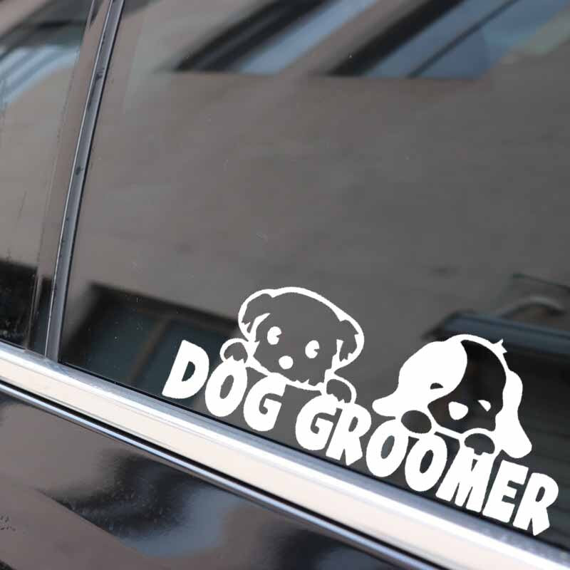 17.1X7.2CM Dog Groomer Vinyl Decal Car Sticker Window Decor Pet Love Dogs Puppy Black/Silver C24-1165