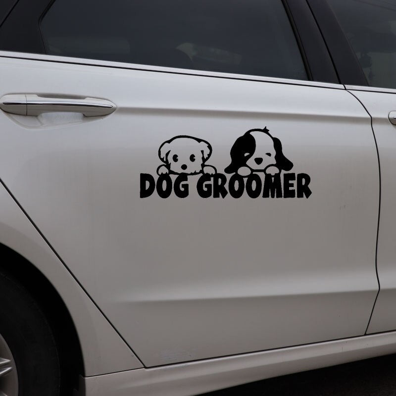 17.1X7.2CM Dog Groomer Vinyl Decal Car Sticker Window Decor Pet Love Dogs Puppy Black/Silver C24-1165