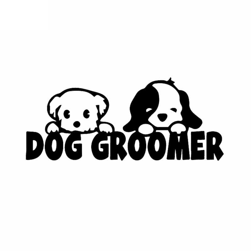 17.1X7.2CM Dog Groomer Vinyl Decal Car Sticker Window Decor Pet Love Dogs Puppy Black/Silver C24-1165