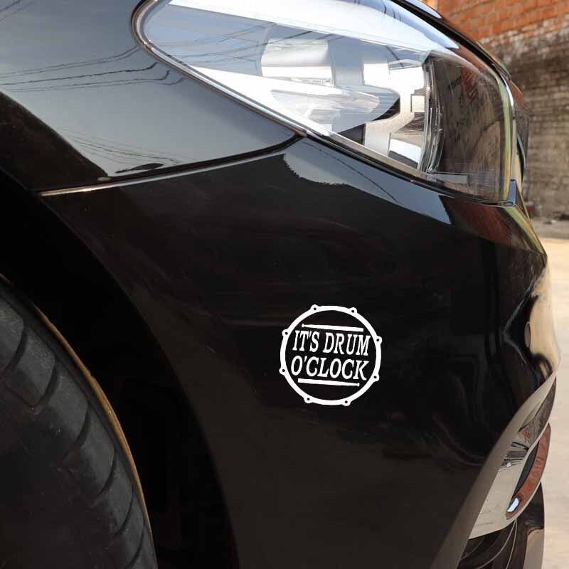 13CM*12.9CM CAR STICKER IT'S DRUM O'CLOCK VINYL DECAL Black/Silver C3-1146